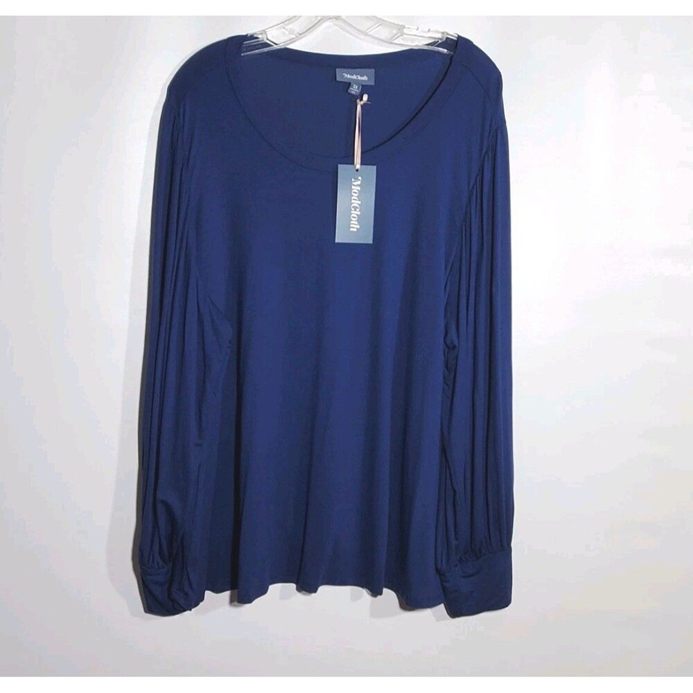 Modcloth 3x NWT Balloon Long Sleeve Navy Blue Top Round Neck